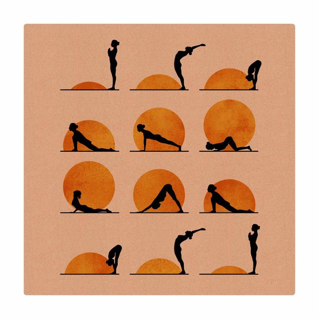 Kork-Teppich - Yoga - Der Sonnengruß - Quadrat 1:1