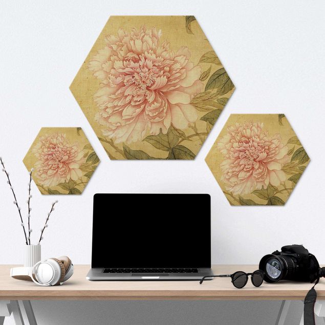 Hexagon-Alu-Dibond Bild - Yun Shouping - Chrysantheme
