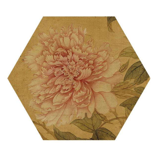Hexagon-Holzbild - Yun Shouping - Chrysantheme