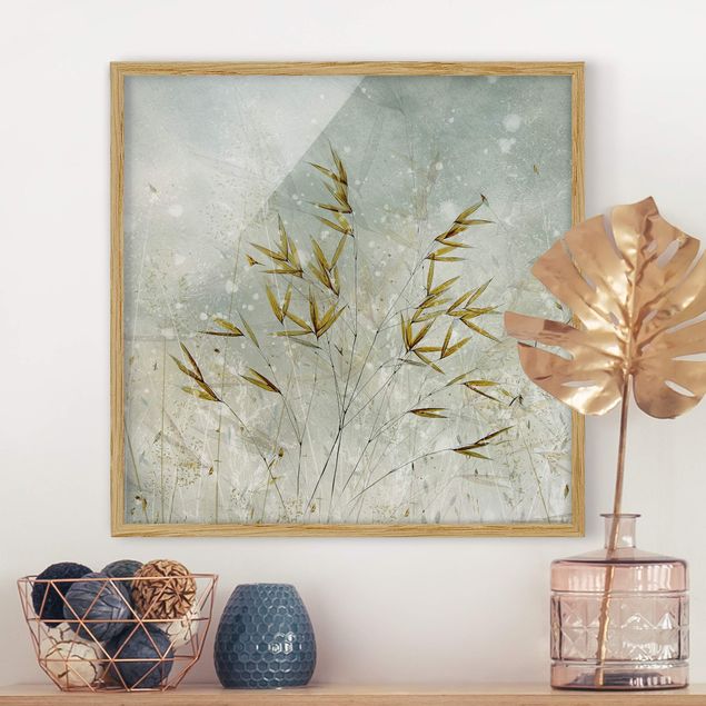 Bilder mit Rahmen Blumen Zarte Zweige im Winternebel