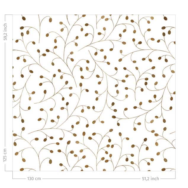 Vorhang Muster Zarte Zweige Muster mit Punkten in Gold