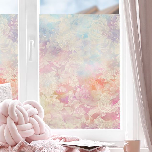 Fensterbilder selbstklebend Blumen Zarter Blütentraum in Pastell
