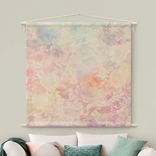 Wandbehang Zarter Blütentraum in Pastell