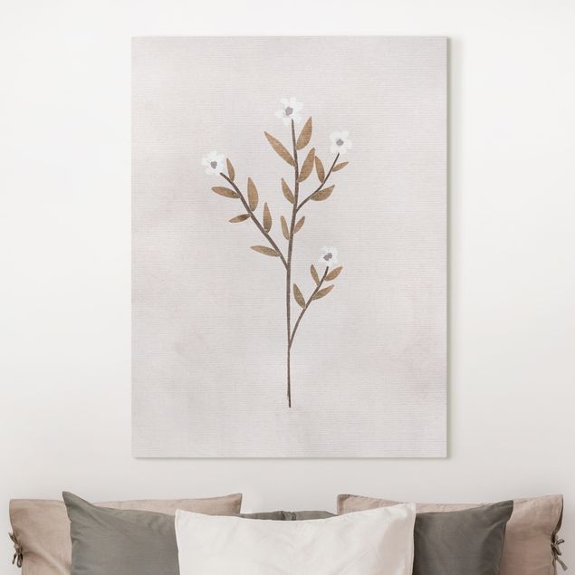 Leinwand Bilder XXL Zarter Zweig mit weißen Blüten