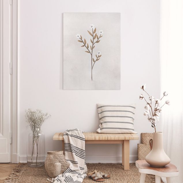 Moderne Leinwandbilder Wohnzimmer Zarter Zweig mit weißen Blüten