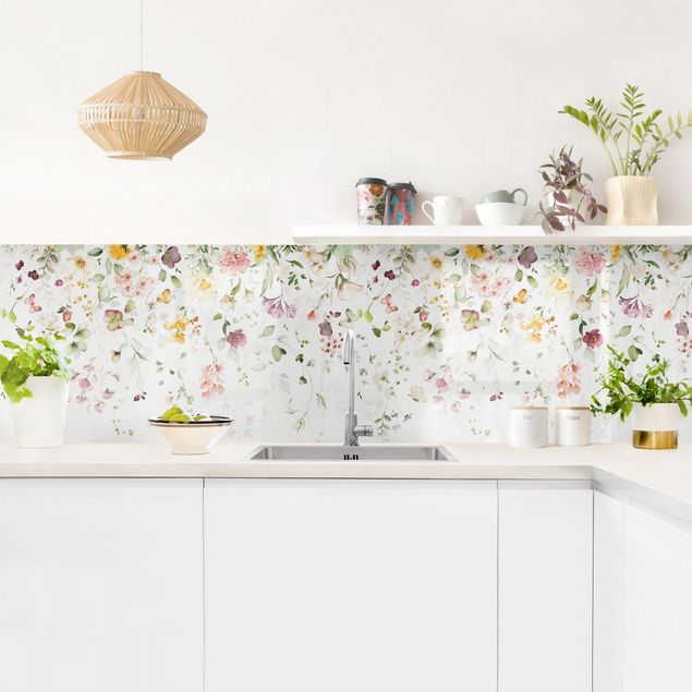 Küchenrückwand Gräser Zartes Blütenarrangement