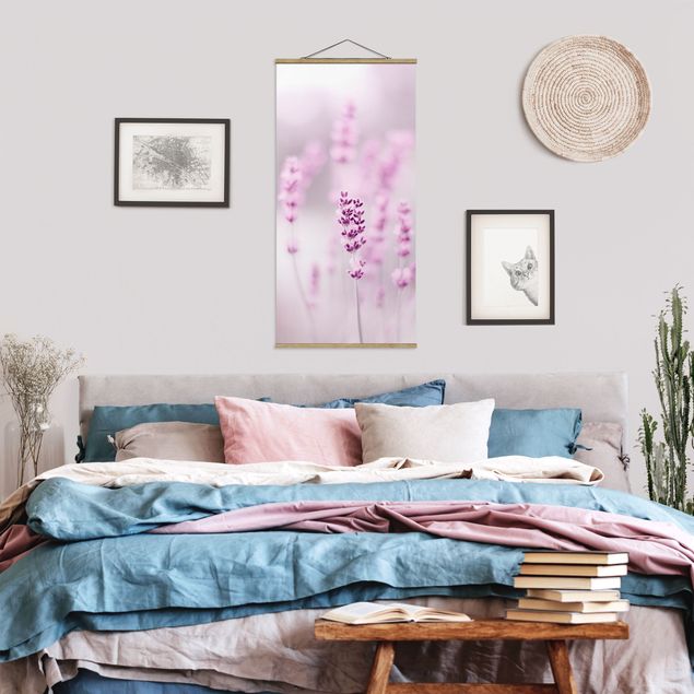 Stoffbilder mit Holzleisten Zartvioletter Lavendel