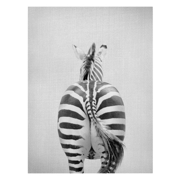 Tierbilder auf Leinwand Zebra von hinten Schwarz Weiß