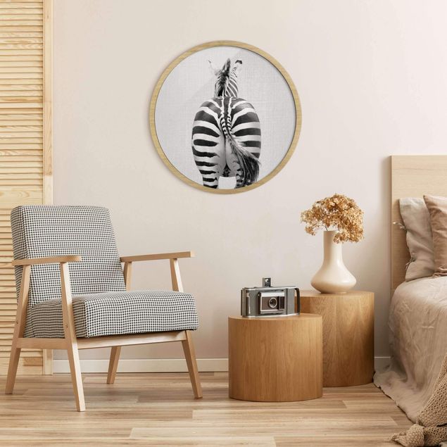 Schöne Wandbilder Zebra von hinten Schwarz Weiß