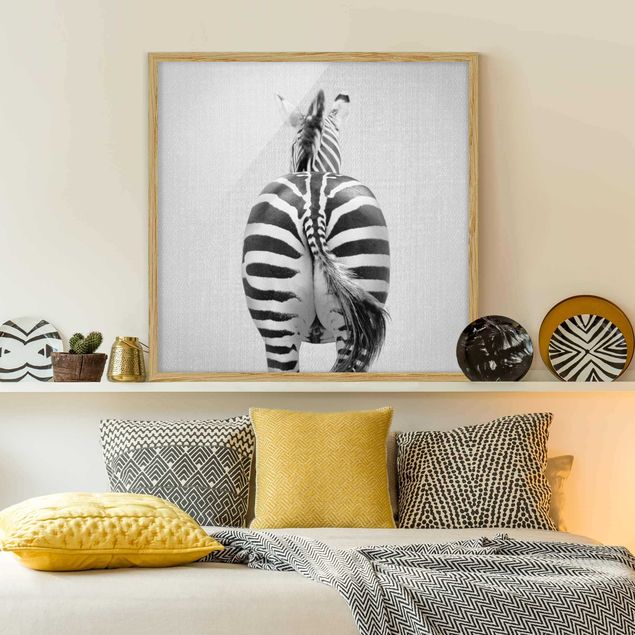 Schöne Wandbilder Zebra von hinten Schwarz Weiß