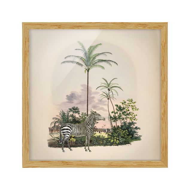 Wandbilder Zebra vor Palmen Illustration
