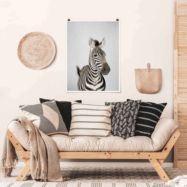 Wandposter Schwarz-Weiß Zebra Zilla