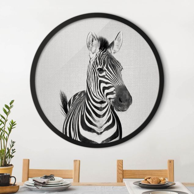 Bild rund Zebra Zilla Schwarz Weiß