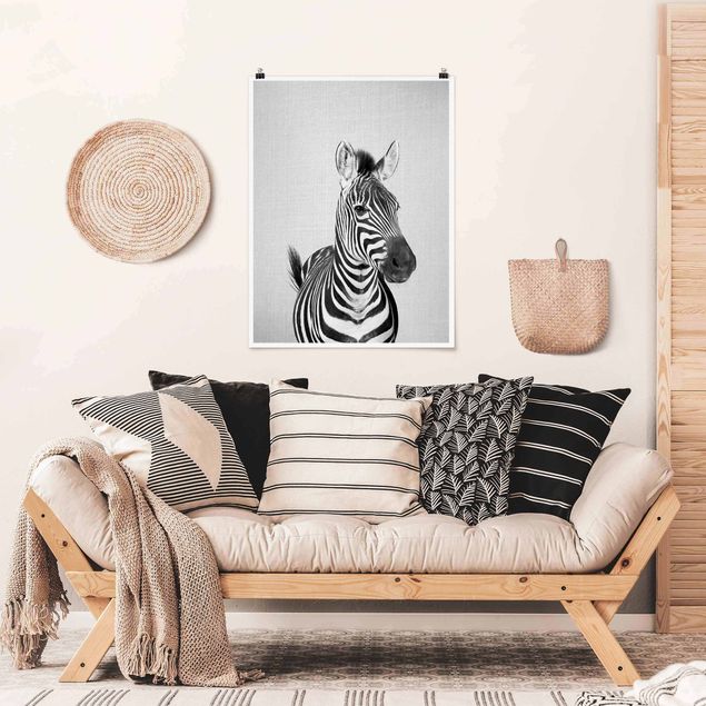 Poster Kinderzimmer Tiere Zebra Zilla Schwarz Weiß