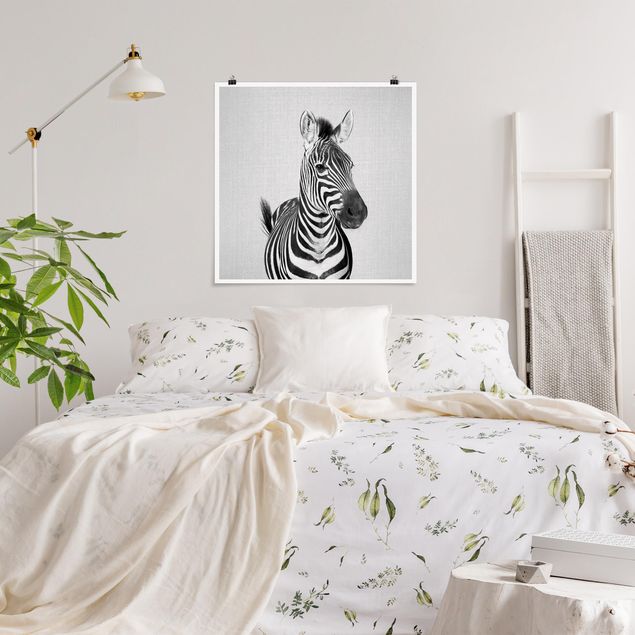 Schwarz-Weiß Poster Zebra Zilla Schwarz Weiß