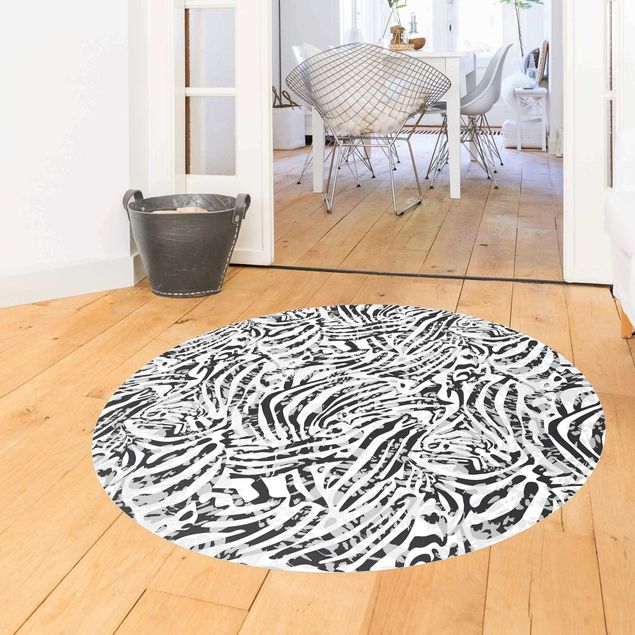 Moderner Teppich Zebramuster in Grautönen