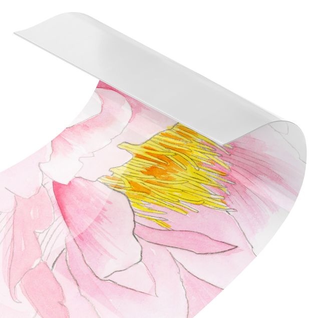 Küchenspritzschutz Zeichnung Rosa Päonien I