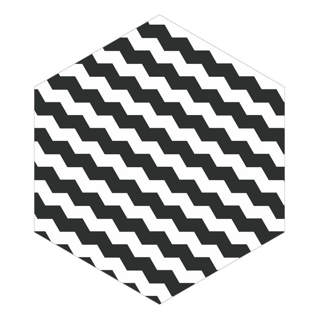 Wandtapete schwarz Zick Zack Geometrie Muster Schwarz-Weiß