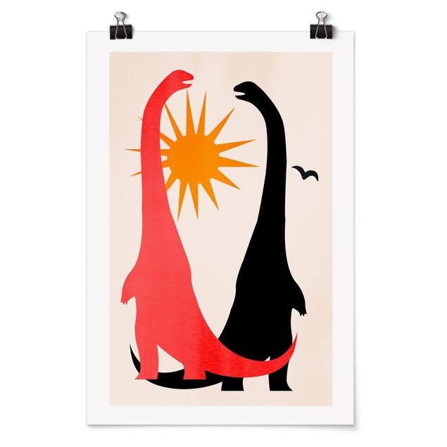 Poster - Zwei Dinosaurier im Sonnenschein - Hochformat 2:3