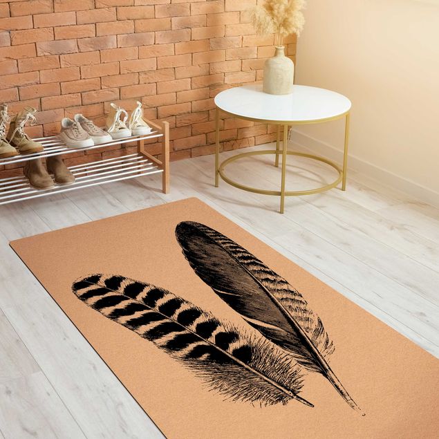 Teppich modern Zwei Federn - Zeichnung