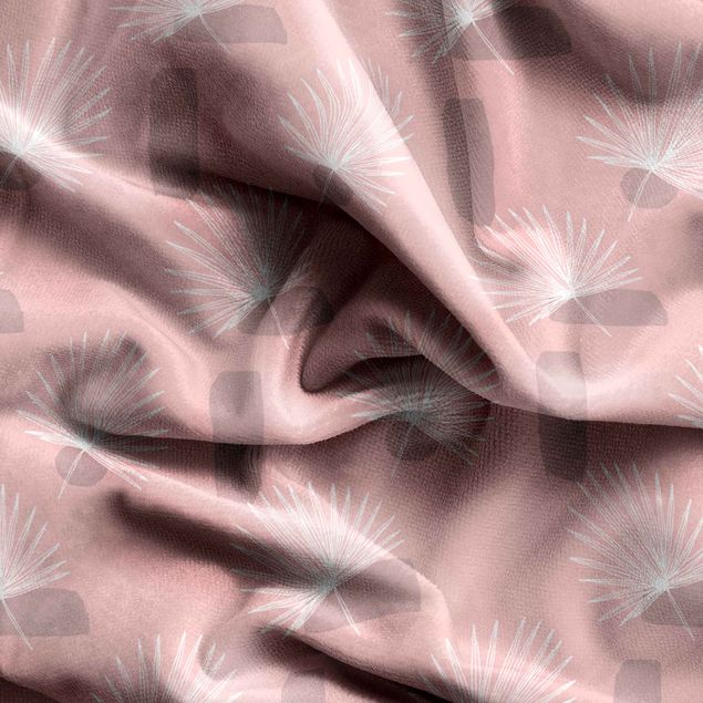 Vorhang Muster Zwergpalmen Blätter - Blasses Pink