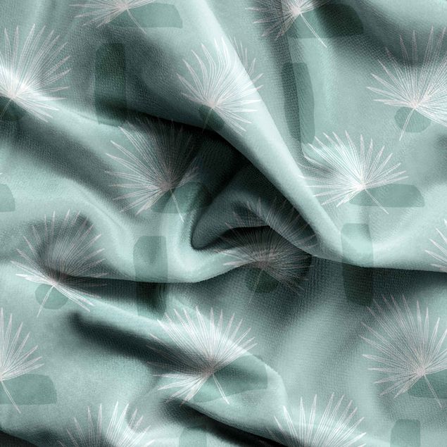 Vorhänge Muster Zwergpalmen Blätter - Pastell Mint